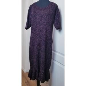 NWT'S -Dressbarn Leopard Print Sweater Midi Dress Peplum Hem Burgundy Size Large